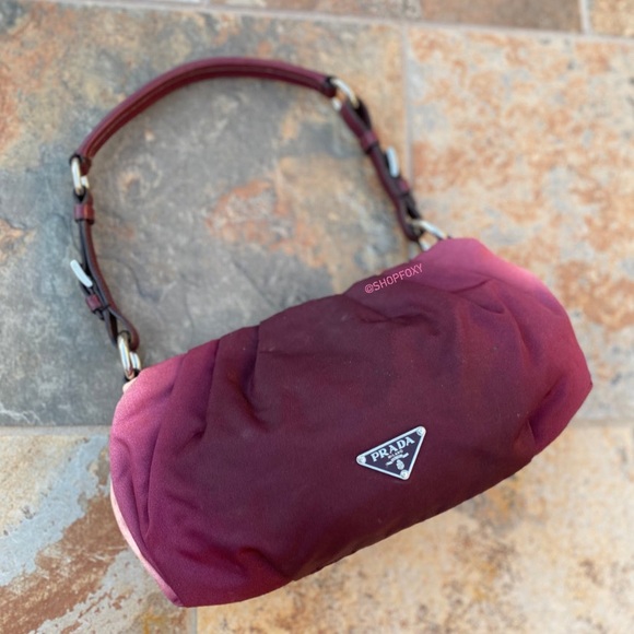 Prada Handbags - SOLD Prada Burgundy Nylon Pleated Tessuto Ombre Handbag
